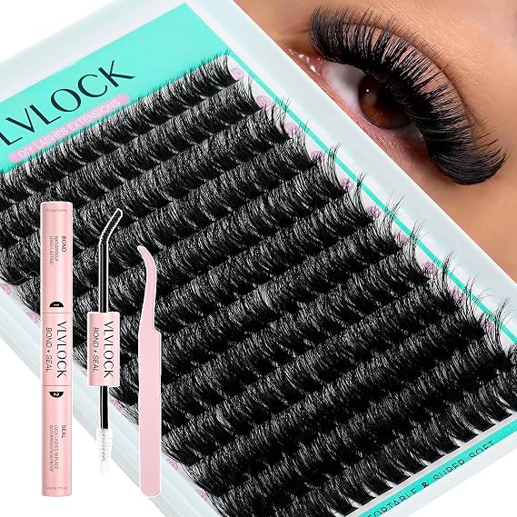 Lash Clusters Kit 100D Lash Extension Kit Cluster Eyelash Extensions 10-18mm Volume Eyelash Clusters D Curly Eyelash Extension Kit 3D Wispy Lash Clusters DIY Individual Lashes(10-18MM-100D Kit)
