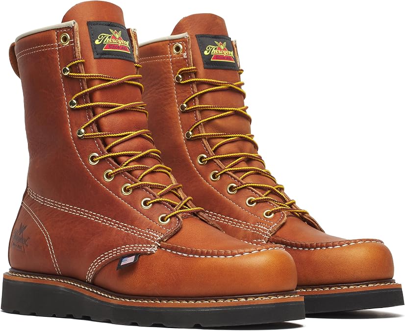 Thorogood American Heritage 8" Moc Toe Work Boots, Full-Grain Leather, Wedge Outsole, Shock Absorption Footbed