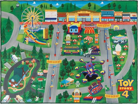 Gertmenian Disney Toy Story Indoor Game Rug - 4x6 Large, Non-Slip, Ideal for Children in Classroom, Nursery, or Play Area - Multicolor, 31216