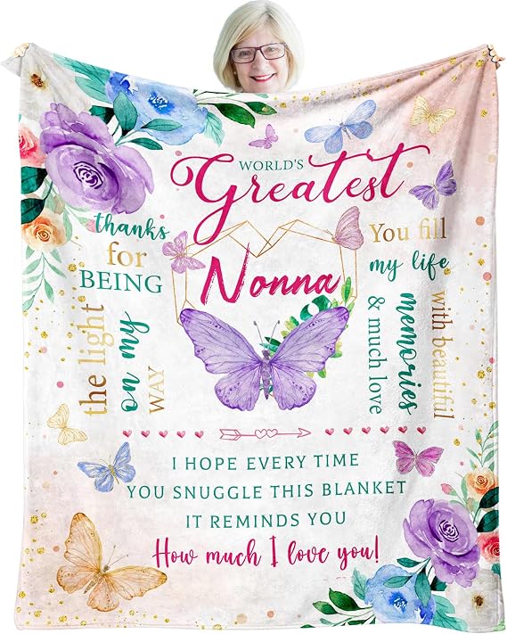Nonna Gifts, Nonna Gifts for Birthday Blanket 60"x50", Birthday Gifts for Nonna from Grandchildren/Grandkids