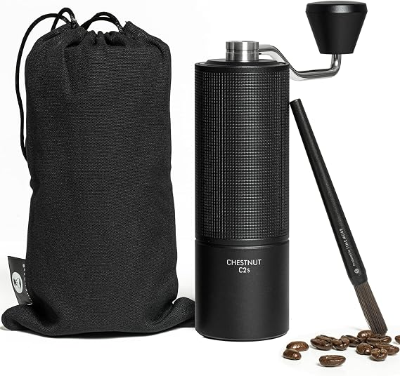 TIMEMORE Chestnut C2S Manual Coffee Grinder with Internal Adjustable Grind Setting, Capacity 20g Hand Coffee Grinder with Stainless Steel Conical Burr, for Espresso to French Press, Black
