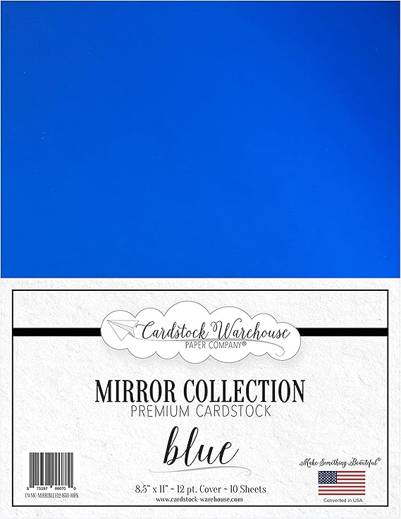 Cardstock Warehouse Mirror Blue - 8.5 x 11" - 12 Pt. / 270 Gsm Reflective Premium Cardstock - 10 Sheets