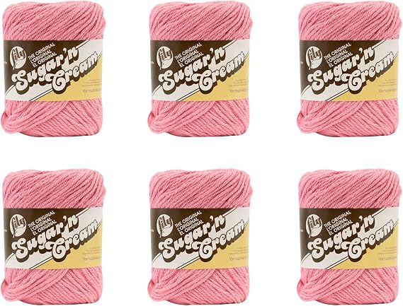 Lily Sugar'N Cream Rose Pink Yarn - 6 Pack of 71g/2.5oz - Cotton - 4 Medium (Worsted) - 120 Yards - Knitting/Crochet