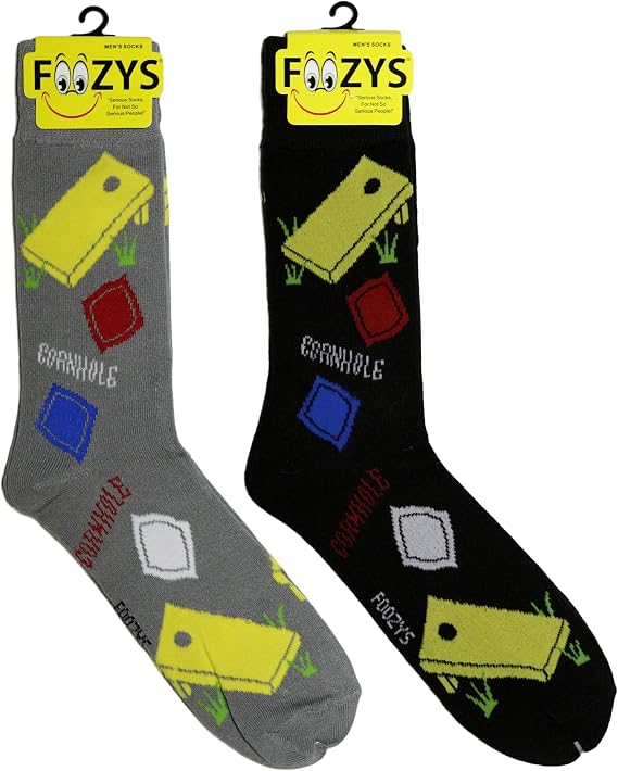 Foozys Mens Fun Cornhole Barbecue Novelty Crew Socks | 2 Pair