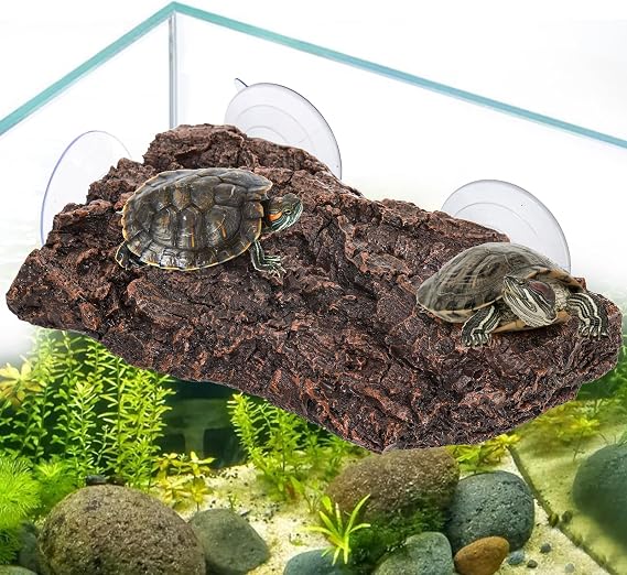 ZENFUN Turtle Basking Platform, Fish Tank Aquarium Tortoise Climbing Platform with 3 Suction Cups, Baby Tortoise Resting Terrace, Climbing Ramp Shale Reptiles Dock for Terrapins, Frogs