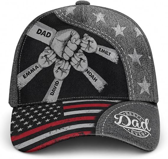 Personalized Dad 3D Effect Cap with Kids Names, Custom Dad Hat for Men, Fathers Day Hats Gifts for Daddy Grandpa