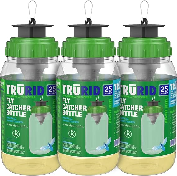 Fly Traps Outdoor- Reusable Hanging Fly Trap- (3-Pack) Add Water to Catch House & Horse Flies in Garden, Backyard & Barn, Natural and Non-Toxic