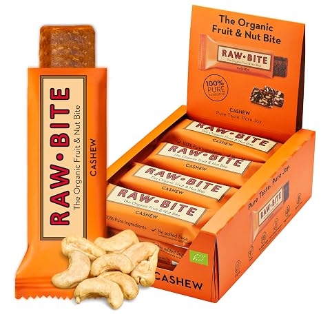 RAWBITE Cashew Bar Organic Fruit Nut Bar without Added Sugar (12 x 50 g)