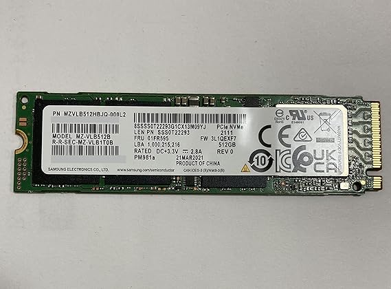 MZVLB512HBJQ-000D7 Samsung 512GB PM981a SED Encryption M2 M.2 2280 PCIe SSD (New ), MZ-VLB512C 0WD87X WD87X, PM981 Phoenix Controller, Compatible with Dell HP Acer Asus Lenovo