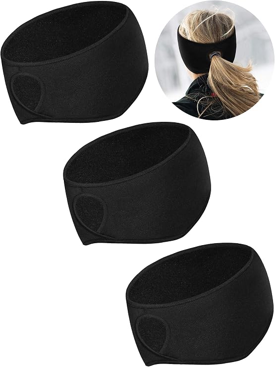 Tatuo 3 Pcs Fleece Ponytail Headband Earband Winter Ear Warmer