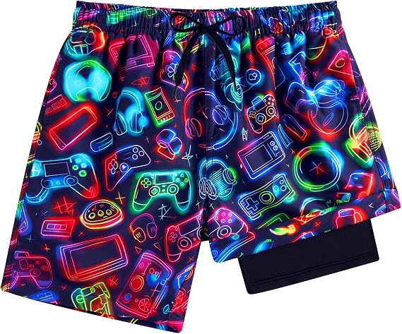 Lovekider 5-16Y Boys Swim Trunks with Compression Liner Swimming Shorts