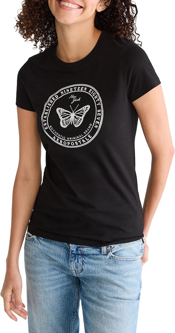 AEROPOSTALE Women's Butterfly Circle Graphic Tee