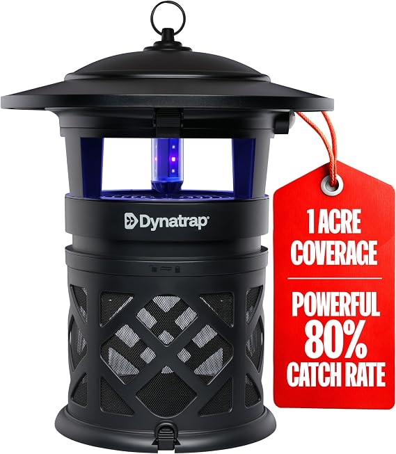 Dynatrap DT2030SR Fly Traps Outdoor - Mosquito & Flying Insect Killer for 1 Acre Kills Mosquitoes, Flies, Gnats, Wasps - Bug Zapper Alternative - Black
