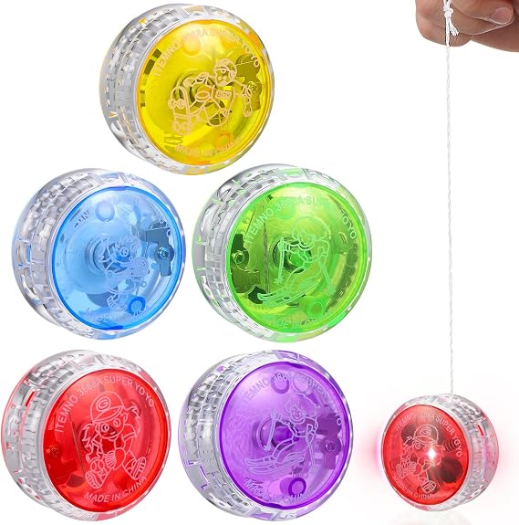 Amosfun 5 Pack Light Up Yoyo for Adults Kids Party Favors Classroom Prizes