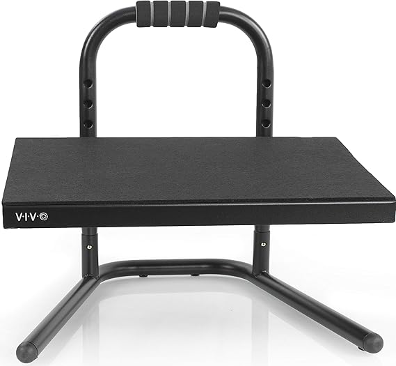 VIVO Ergonomic Height Adjustable Foot Rest Relief Platform, Elevated Stool for Comfortable Sit to Stand Workstation, Non-Slip Surface, Portable, Home Office Classroom Use, Black, STAND-FT01