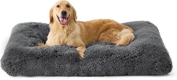 Bedsure XL Dog Crate Bed Washable, Fluffy Mattress, 104x69cm, Dark Grey