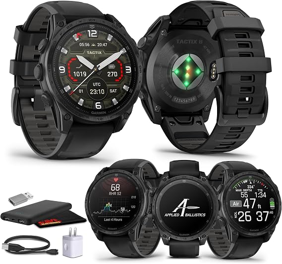 Garmin Tactix 8 47mm AMOLED Display Smart Watch, Built-in Flashlight, 16 Days Battery Life, Premium Tactical GPS Smartwatch, Includes Applied