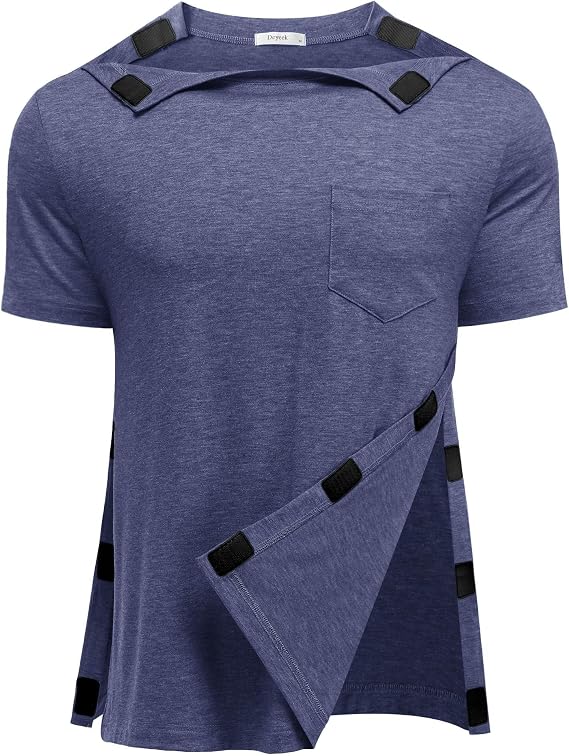 Deyeek Shoulder Surgery Shirt for Men Post Recovery Adaptive Tear Away Top