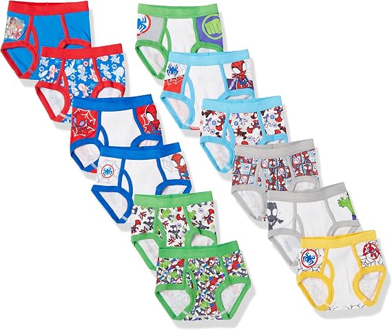 Marvel Superhero & Spiderman Count Down Box Of 12Pk 100% Cotton Briefs With Potty Training Chart & Stickers