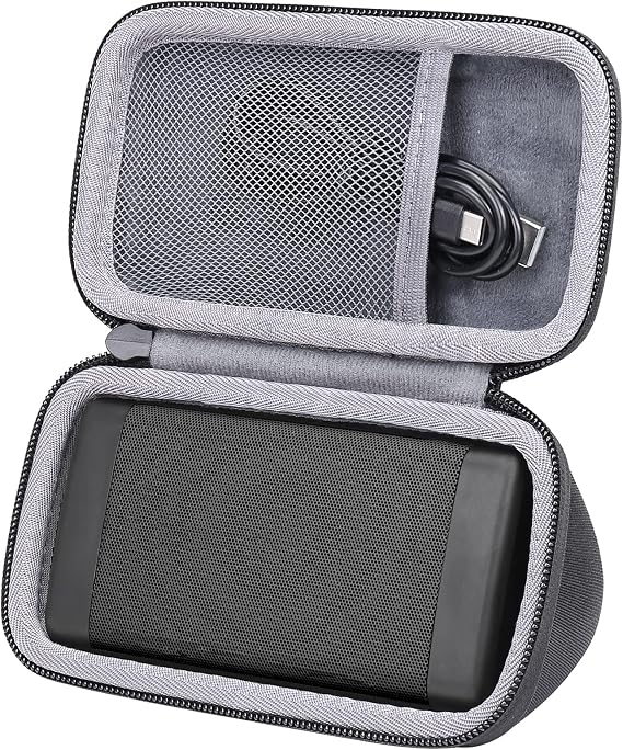 co2CREA Hard Case Replacement for 3 Bluetooth Portable Speaker, Black | Mesh Pocket, Cable Storage Space, Interior Strap For Organized Accessories