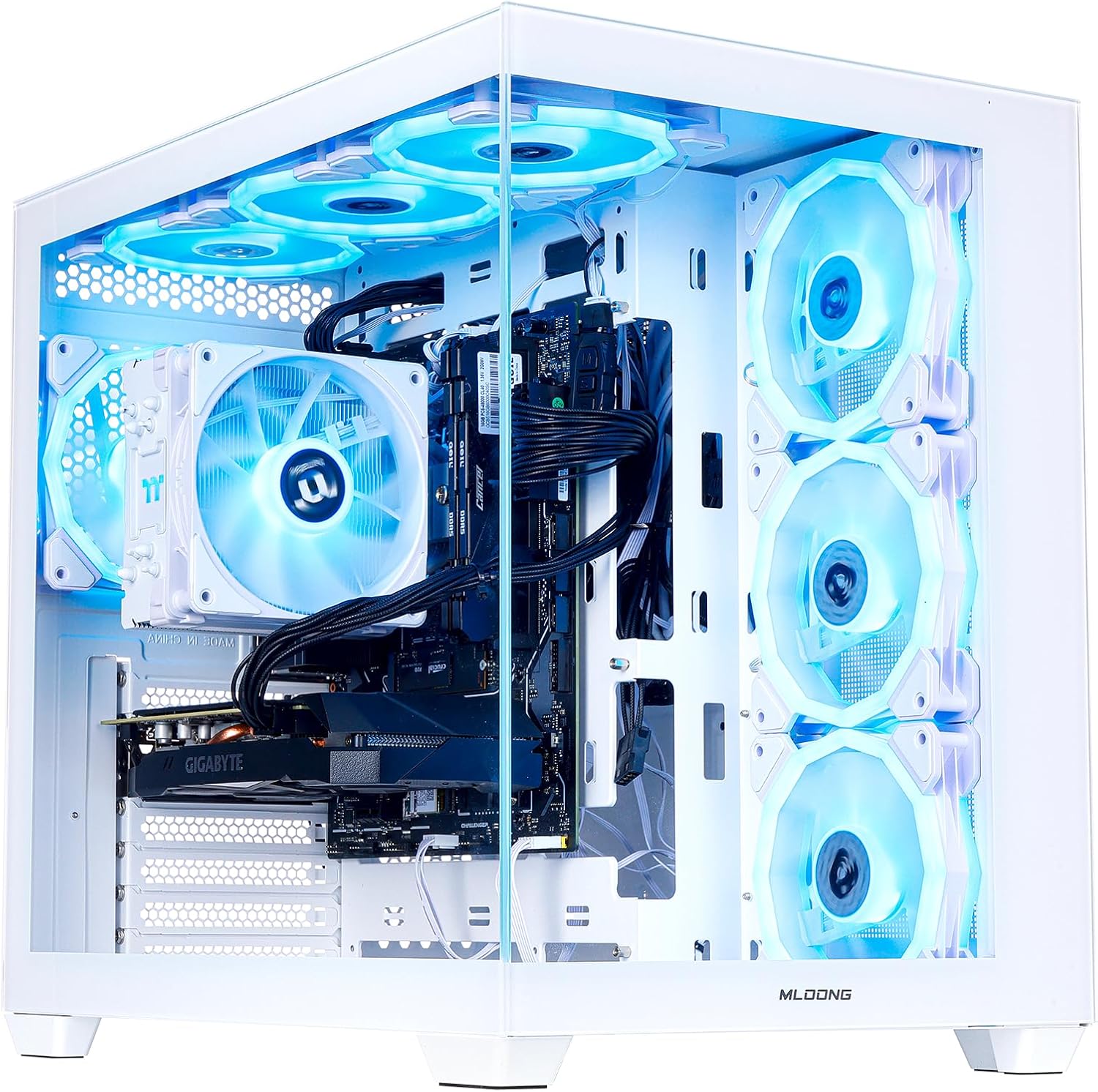MLOONG Gaming PC Desktop, AMD Ryzen 5 5500 6 core 3.6GHzup to 4.2GHz, GeForce RTX 5060 8GB, 16GB DDR4 RAM 3200MHz, 1TB NVME SSD, 650W PSU, Windows 11 Home 64-bit, WiFi, White