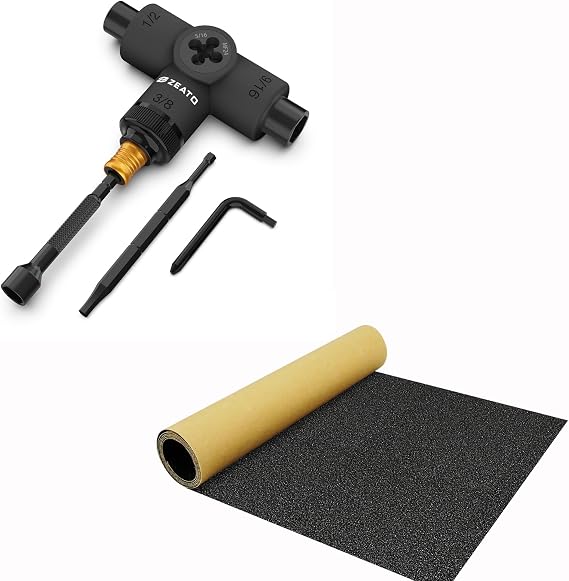 Multi-Function Skatboard Tool and Grip Tape Sandpaper Sheet