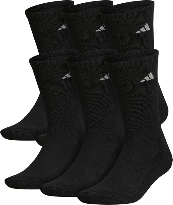 adidas Men's Athletic Cushioned Crew Socks 6 Pairs