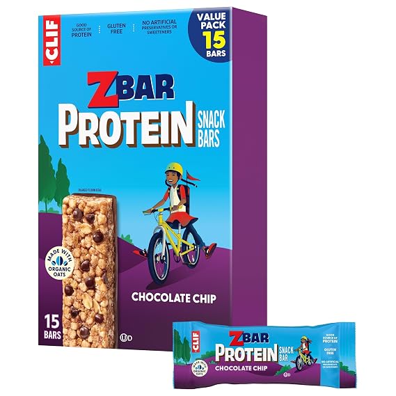 Zbar Protein Chocolate Chip Snack Bars, Gluten Free Protein Bars, 15ct