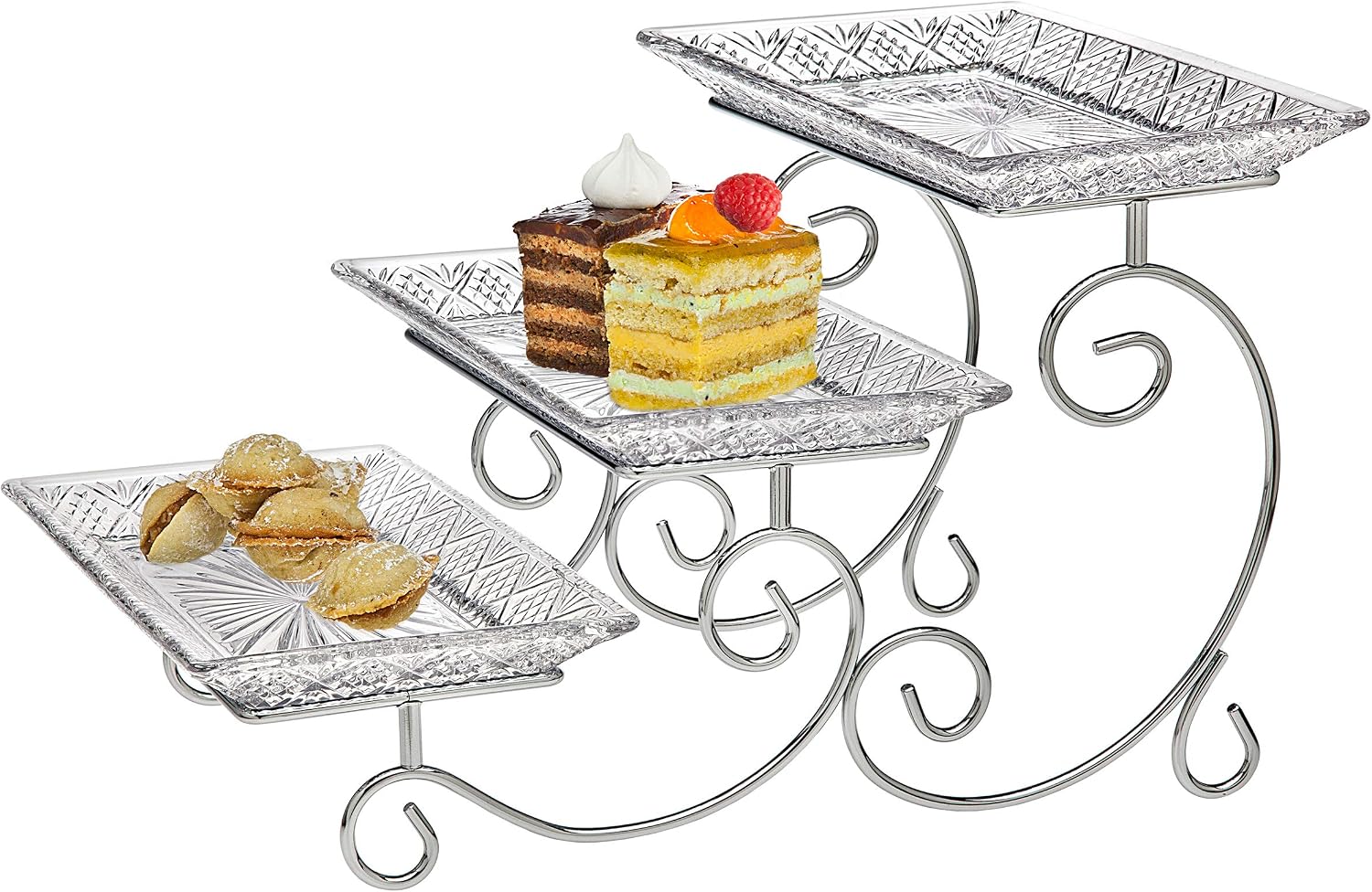 Godinger Dublin 3- Tiered Serving Stand for party and Event Dessert and Food Display Server