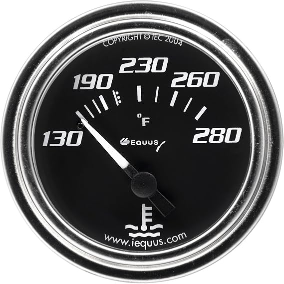 Equus 7232 2" Mechanical Water Temperature Gauge, Black