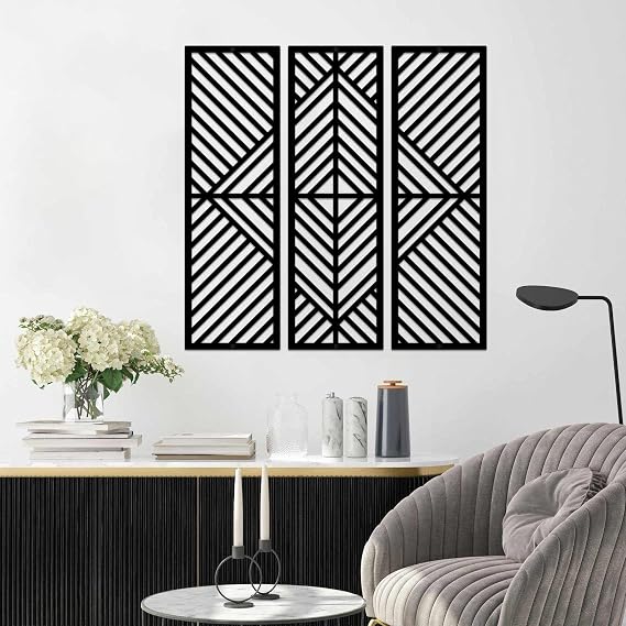 ESTART 3 Pcs Geometric Home Metal Wall Decor, Minimalist Modern Wall Art