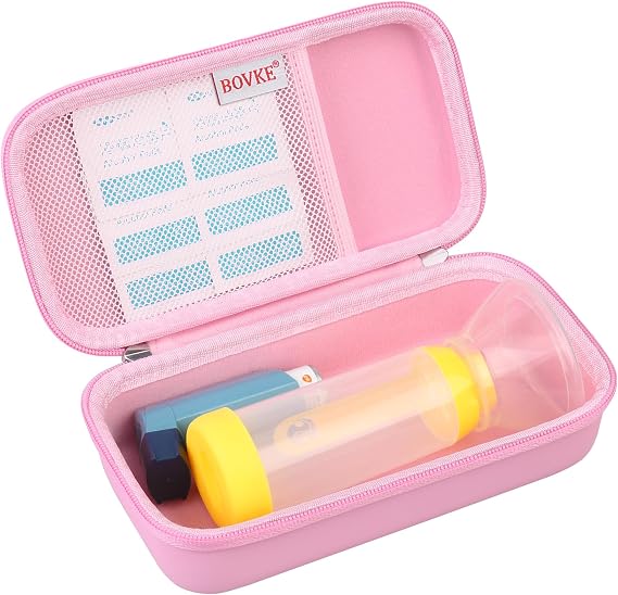 BOVKE Carry Case for EasyChamber Anti-Static Spacer Device/Asthma Inhaler, Compatible Adult Mask and Kids Mask, Inhaler Chamber, Pink (Case Only)