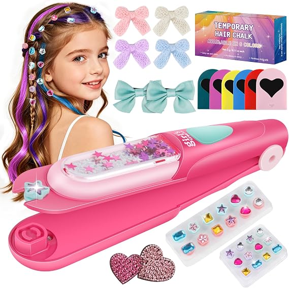 Weraher Hair Gem Stamper for Girls 6-12, Reusable Hair blinger for Girls Birthday Gift, Kpop Hair Accessories, DIY Hair Jewels for Kids