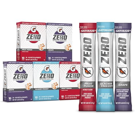 Gatorade G Zero Powder Fruit Punch Variety Pack 0.10 oz Individual Packets (50 Pack)