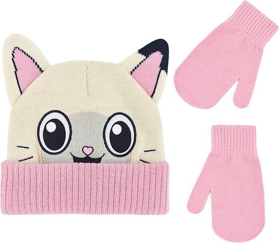 DreamWorks Gabby's Dollhouse Kids Beanie Hat and Gloves Set