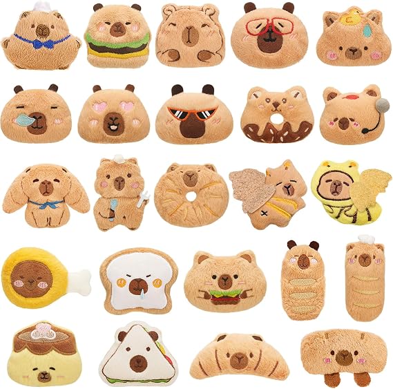WYZOID 24PCS Kids Plush Keychains Bulk, Mini Stuffed Animal Keychains, Cute Backpack Charms, Party Favors, Classroom Prizes, Goodie Bag Fillers, Birthday Gifts for Kids