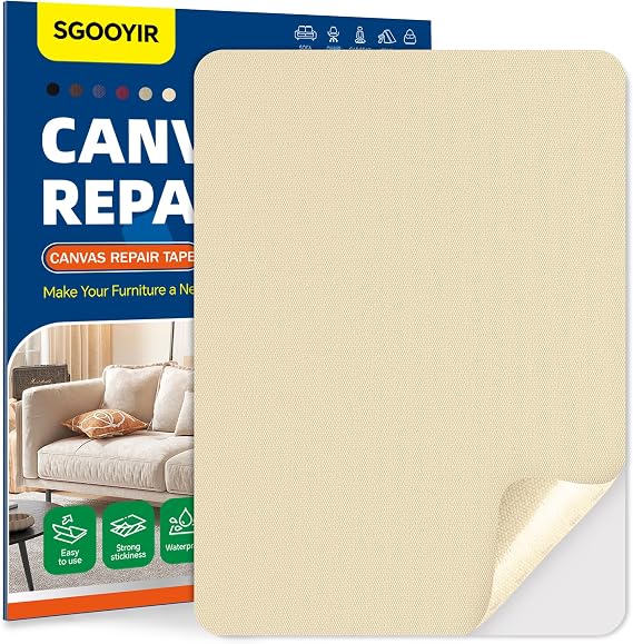 Canvas Repair Tape, Fabric Repair Tape Patch Kit Self-Adhesive Beige-Yellow