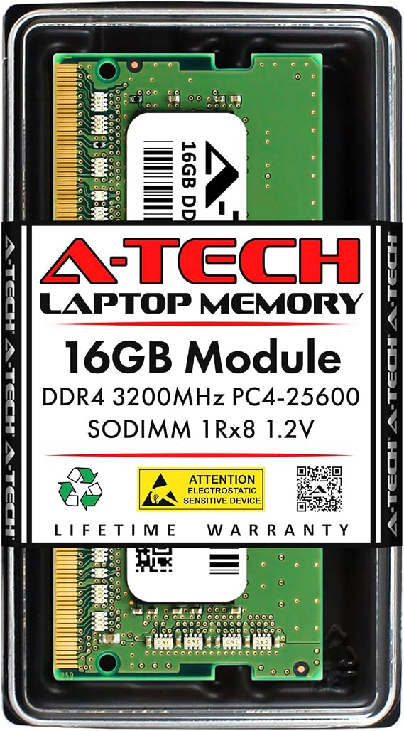 A-Tech 16GB RAM Replacement for Samsung M471A2G43BB2-CWE | DDR4 3200MHz PC4-25600 SODIMM 1Rx8 1.2V 260-Pin Non-ECC Laptop Memory Module (M471A2G43BB2-CWE-ATC)