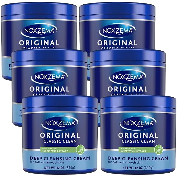 Noxzema Face Wash, Large Jar 6-Pack Original Deep Cleansing Cream, Face Cleanser, 12 Oz Ea