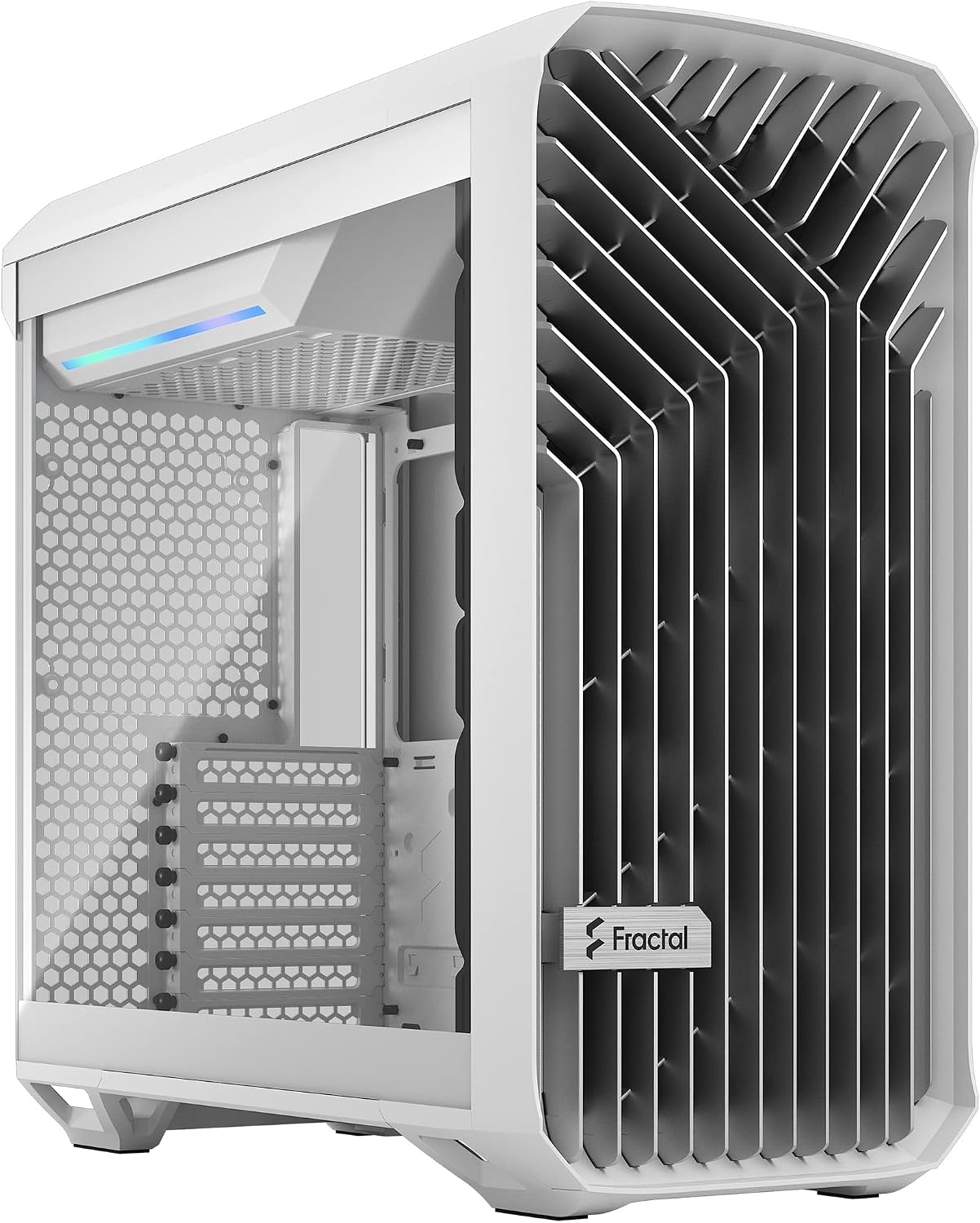 Fractal Design Torrent Compact White - Clear tint tempered glass side panel - Open grille for maximum air intake - Two 180mm PWM fans included - Type C - ATX Airflow Mid Tower PC Gaming Case
