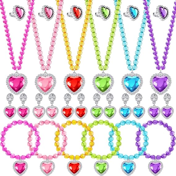 6 Set Princess Jewelry, Necklace Bracelet Rings Earrings Princess Costume