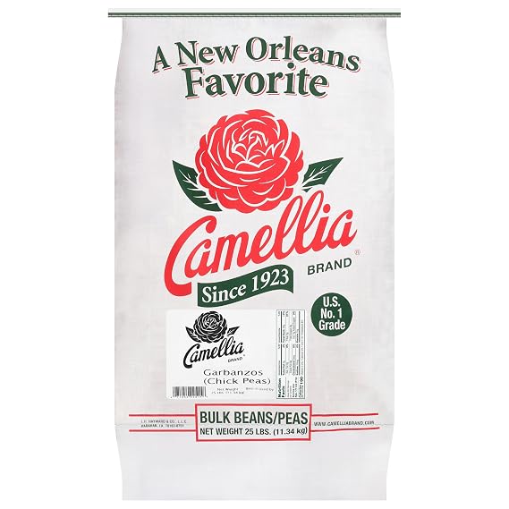 Camellia Brand Garbanzo Beans (Chickpeas), 25 lb Bulk Bag | Premium U.S. No. 1 Grade Dry Chickpeas | Triple Cleaned for Hummus, Falafel, Salads, Soups, Meal Prep & Foodservice