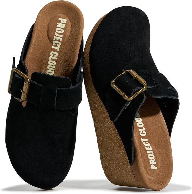 Project Cloud Genuine Leather Platform Clogs for Women - Womens Mules