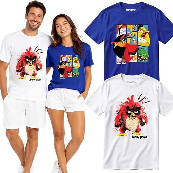 Angry Birds 2-Pack Graphic T-Shirts for Men & Women (S2XL), Official Licensed Unisex Cotton Casual Tees