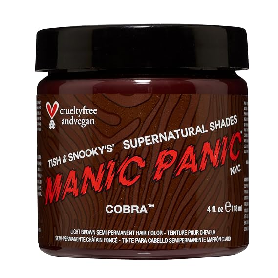 MANIC PANIC SuperNatural Hair Dye Cobra Light Brown - Amplified Semi-Permanent Hair Dye - Light Brown Color - Vegan, PPD & Ammonia Free (4 oz)