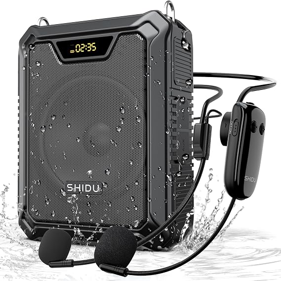 SHIDU 30W Voice Amplifier with Wireless Microphone and Microphone Headset