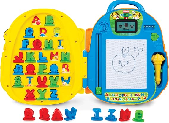 Winfun Lil Learner Alphabet Backpack for Toddlers 3+ Interactive Learning Backpack with 27 Tiles 26 Words 180+ Phrases Letter Writing Features Fun Sounds & Melodies