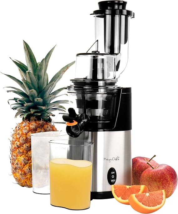 Megachef Pro Stainless Steel Slow Juicer, Chrome Silver