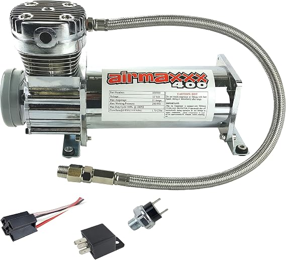 400 Chrome Air Compressor Kit w/90-120 Switch & Relay