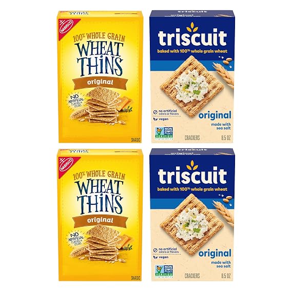 Triscuit Whole Grain Wheat Crackers & Wheat Thins Snacks Variety Pack 4ct